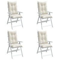  Highback Chair Cushions 4 pcs Melange Cream 120x50x7 cm Fabric