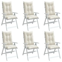 Highback Chair Cushions 6 pcs Melange Cream 120x50x7 cm Fabric