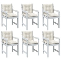  Lowback Chair Cushions 6 pcs Melange Cream 100x50x7 cm Fabric