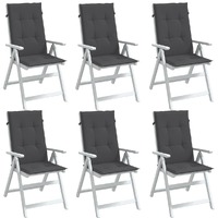  Highback Chair Cushions 6 pcs Melange Anthracite 120x50x4 cm Fabric