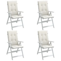  Highback Chair Cushions 4 pcs Melange Cream 120x50x4 cm Fabric