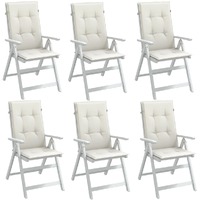  Highback Chair Cushions 6 pcs Melange Cream 120x50x4 cm Fabric