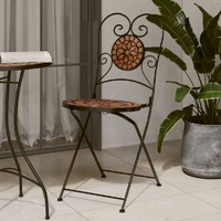  Bistro Chairs Foldable 2 pcs Terracotta Ceramic
