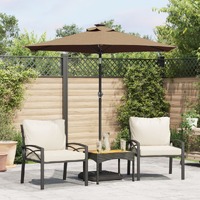  Garden Parasol with Steel Pole Taupe 225x225x212 cm