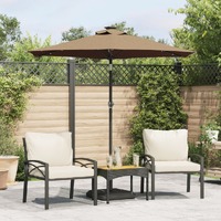  Garden Parasol with LEDs and Steel Pole Taupe 225x225x212cm