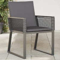  Garden Chairs with Cushions 2 pcs Black Poly Rattan