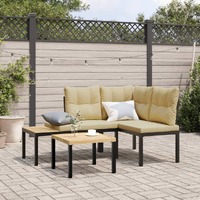  Garden Benches 2 pcs with Cushions Black Powder-coated Steel