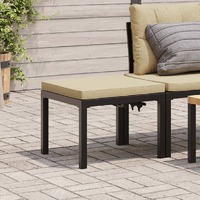  Garden Stool with Cushion Black Powder-coated Steel