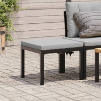  Garden Stool with Cushion Black Powder-coated Steel