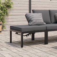  Garden Stool with Cushion Black Aluminium