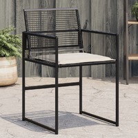  Garden Chairs with Cushions 4 pcs Black Poly Rattan