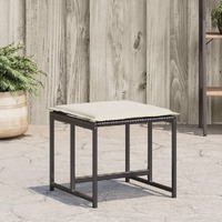  Garden Stools with Cushions 4 pcs Black Poly Rattan