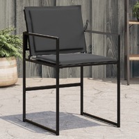  Garden Chairs with Cushions 4 pcs Black Steel and Textilene