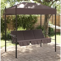  Garden Swing Bench with Canopy Coffee Brown Steel