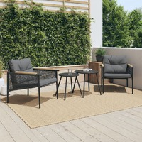  4 Piece Balcony Furniture Set with Cushions Black Steel