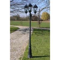  Garden Light Post 3-arms 230 cm Dark Green/Black Aluminium