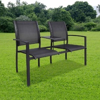  2 Seater Garden Bench 131 cm Steel and Textilene Black