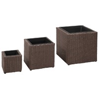  Garden Square Raised Bed Set 3 Pieces Rattan Brown