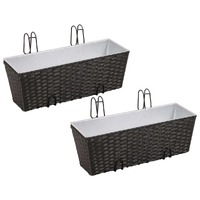  Balcony Trapezoid Rattan Planter 2 pcs Black
