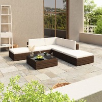  6 Piece Garden Lounge Set with Cushions Poly Rattan Brown