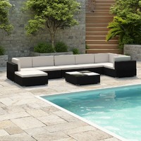  8 Piece Garden Lounge Set with Cushions Poly Rattan Black
