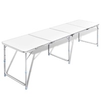  Foldable Camping Table Height Adjustable Aluminium 240 x 60 cm