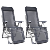  Folding Garden Chairs 2 pcs Aluminium and Textilene Grey