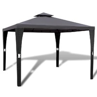  Poly Rattan Gazebo with Dark Grey Roof 3 x 3 m