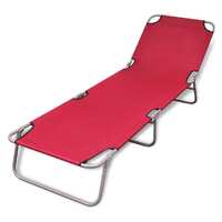  Folding Sun Lounger Powder-coated Steel Red