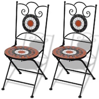  Folding Bistro Chairs 2 pcs Ceramic Terracotta and White