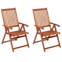  Folding Garden Chairs 2 pcs Solid Acacia Wood Brown