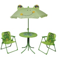  3 Piece Kids&#39; Garden Bistro Set with Parasol Green