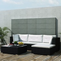  5 Piece Garden Lounge Set with Cushions Poly Rattan Black