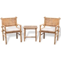  3 Piece Bistro Set with Cushions Bamboo