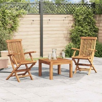  Folding Garden Chairs 2 pcs Solid Teak Wood