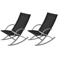  Garden Rocking Chairs 2 pcs Steel and Textilene Black