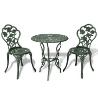  3 Piece Bistro Set Cast Aluminium Green