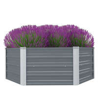  Raised Garden Bed 129x129x46 cm Galvanised Steel Grey