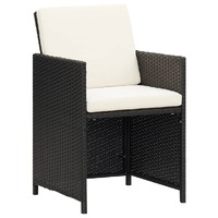 Garden Chairs 2 pcs with Cushions and Pillows Poly Rattan Black