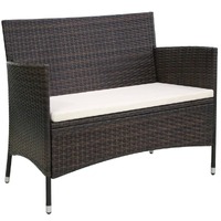  Garden Bench 106 cm Poly Rattan Brown