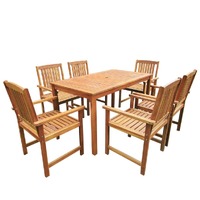  7 Piece Outdoor Dining Set Solid Acacia Wood