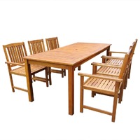  7 Piece Outdoor Dining Set Solid Acacia Wood