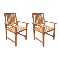  Garden Chairs 2 pcs Solid Acacia Wood Brown