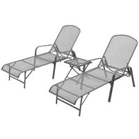  Sun Loungers 2 pcs with Table Steel Anthracite