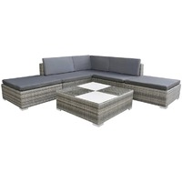  6 Piece Garden Lounge Set with Cushions Poly Rattan Grey