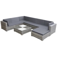  8 Piece Garden Lounge Set with Cushions Poly Rattan Grey