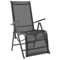  Reclining Deck Chair Aluminium and Textilene Black