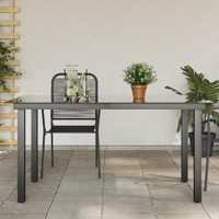  Garden Table Black 150x90x74 cm Aluminium and Glass