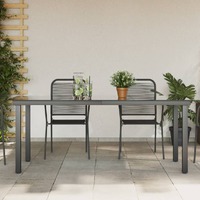  Garden Table Black 190x90x74 cm Aluminium and Glass
