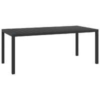  Garden Table Black 185x90x74 cm Aluminium and WPC